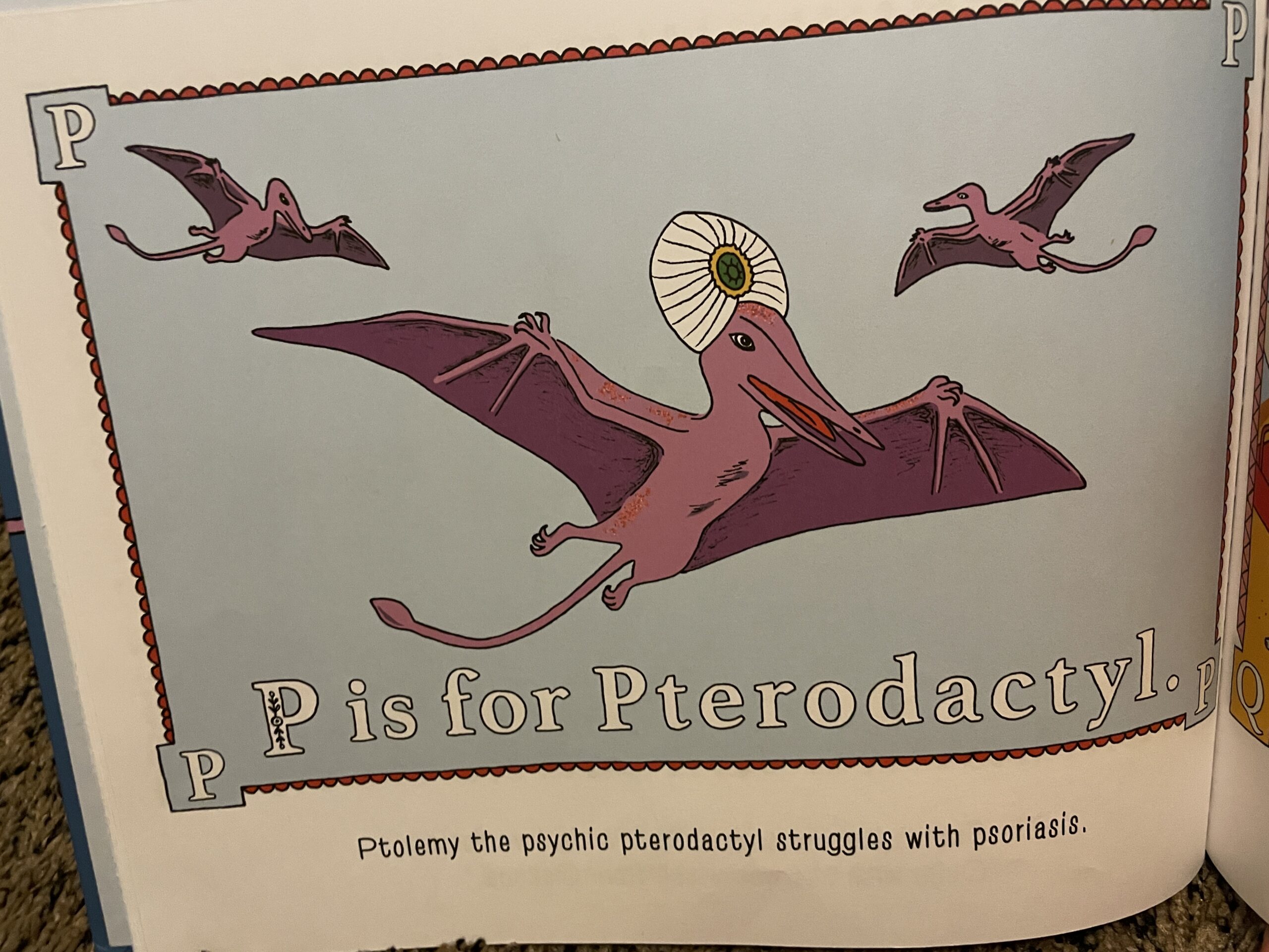 P is for Pterodactyl page.